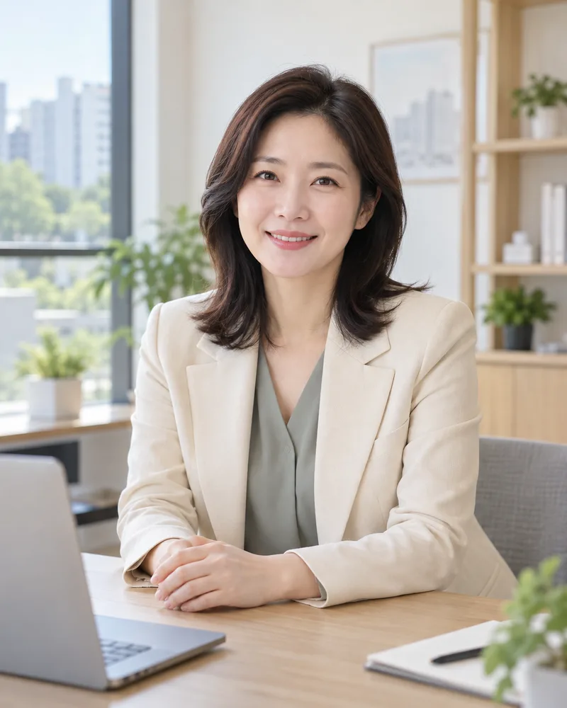 AI 생성 가상 안내 모델 · 실제 중개사 아님